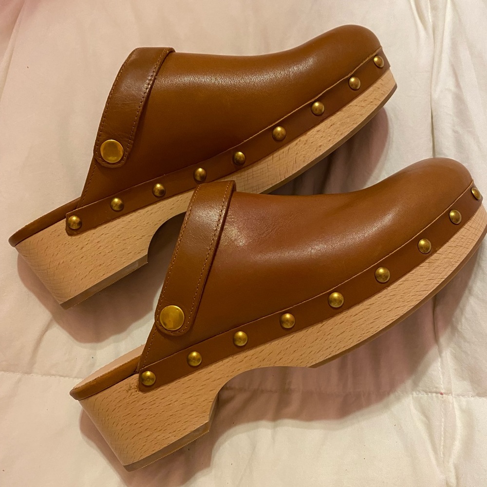 J Crew Women’s Convertible Leather Clogs - Rich Oak Size 8.5